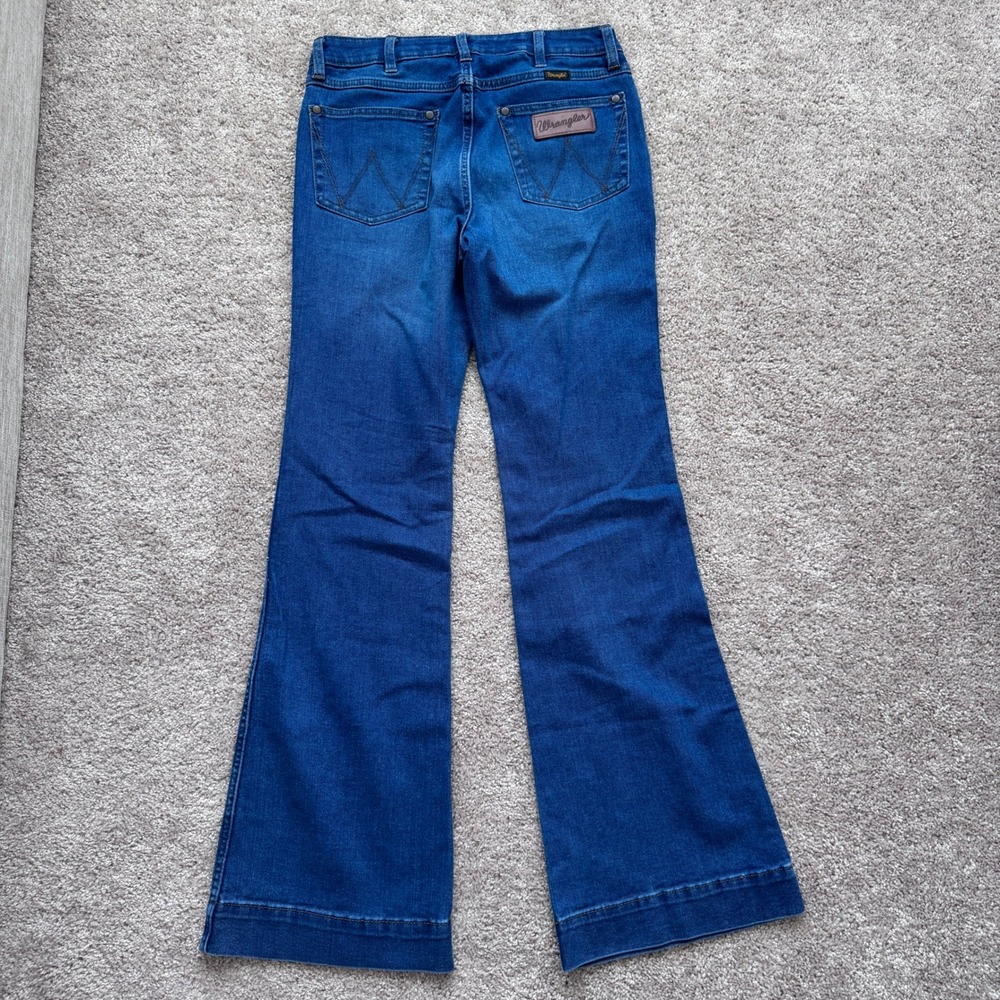 Wrangler Retro High Rise Trouser Boot Jeans Womens 27x34 Blue Denim 1011MPEAB - Picture 2 of 10